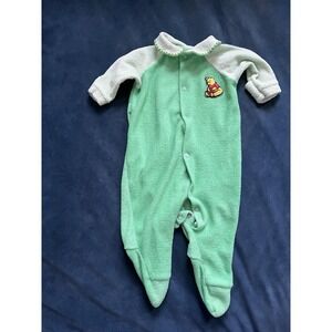 VTG 80s Winnie The Pooh Terry Cloth Footed Sleeper Yellow Size NB Sears Disney